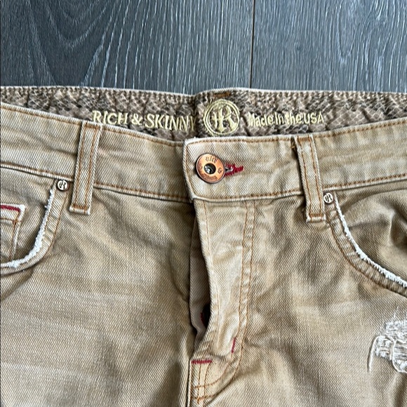 Khaki tan Distressed Women cutoff Shorts - Picture 2 of 4